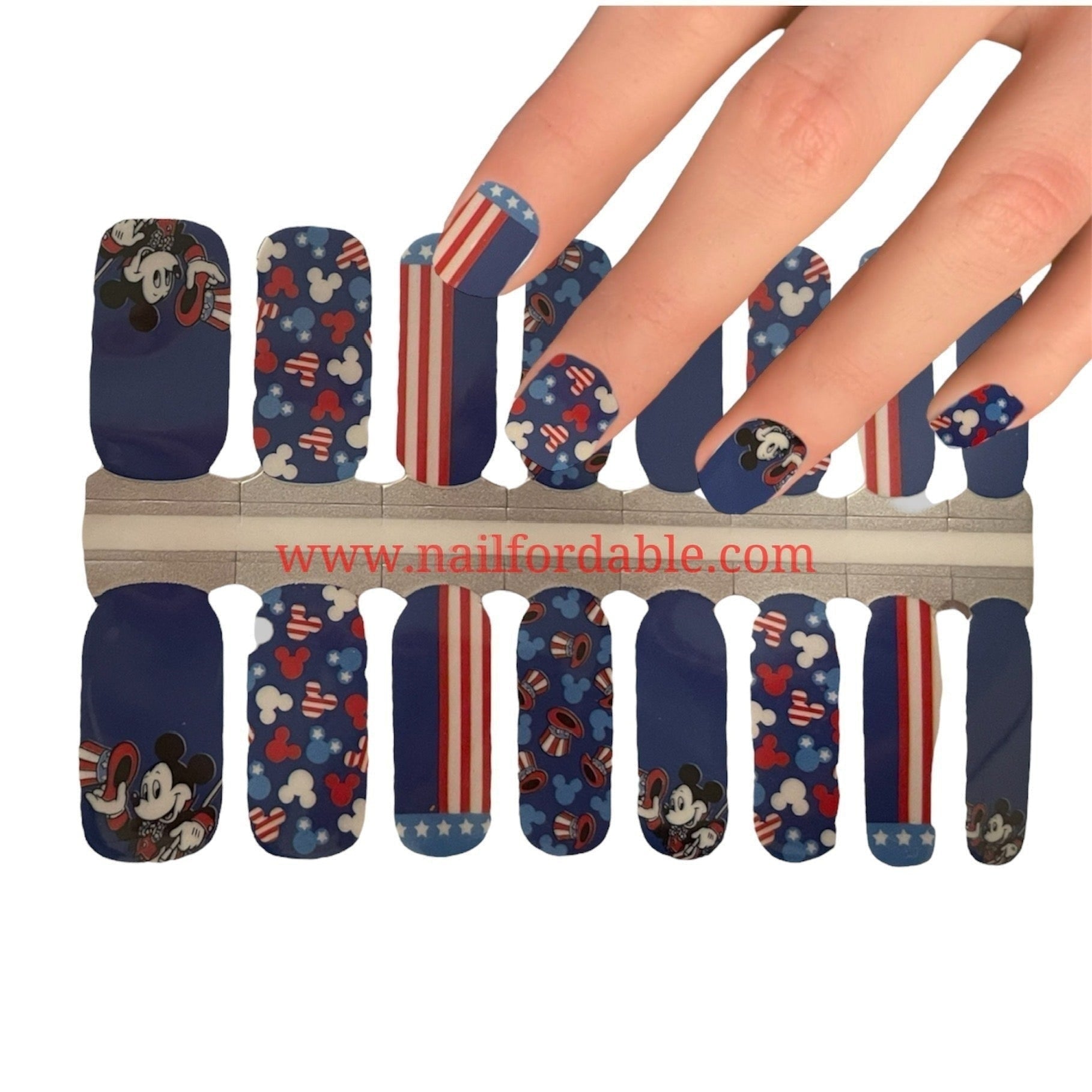 Festive Mickey Mouse, Nail Wraps, Nail Stickers, Nail Strips, Gel Nails